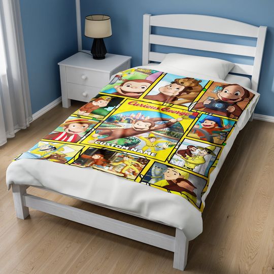 Personalized Curious Quilt George Blanket, Curious George Fleece Blanket