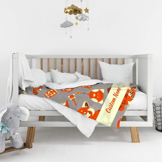 Personalized Name Turning Red Blanket, Disney Fleece Blanket