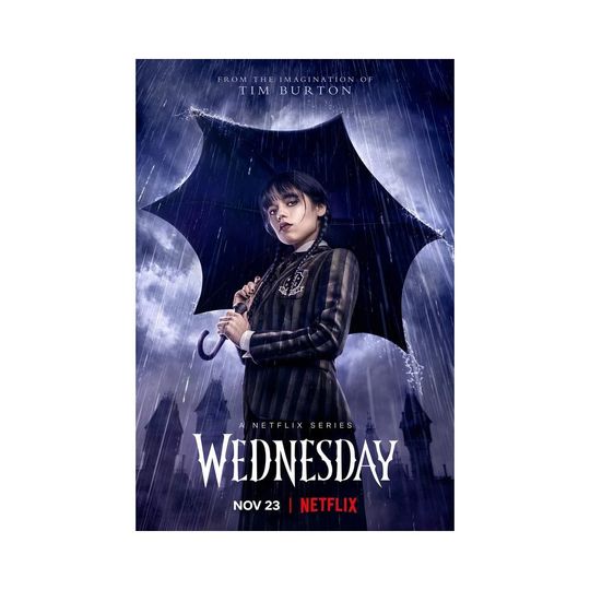 Wednesday Movie Poster TV Series Jenna Ortega Addams Family Movie Poster