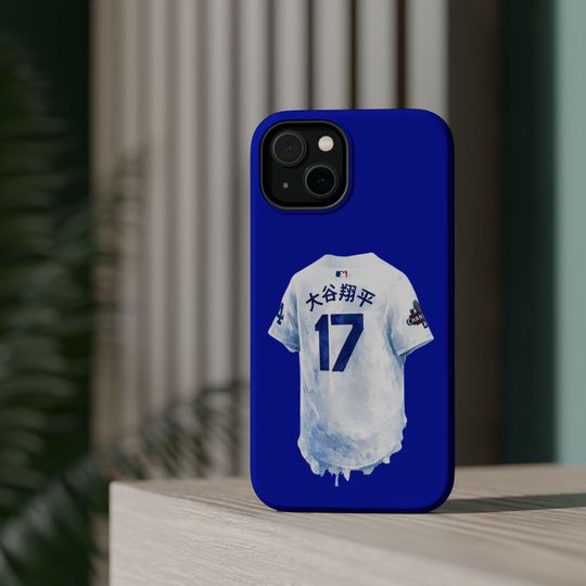 Dodgers Ohtani Phone Case Blue Baseball Jersey Design