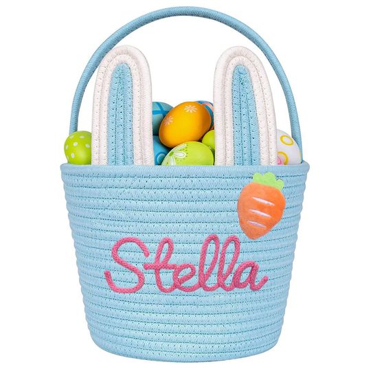 Personalized Easter Basket Rope Bunny Basket