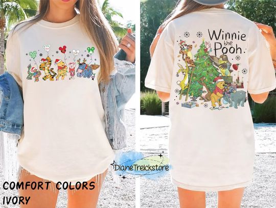 Winnie the Pooh Disney Christmas T-Shirt, Christmas Double Sided T-Shirt