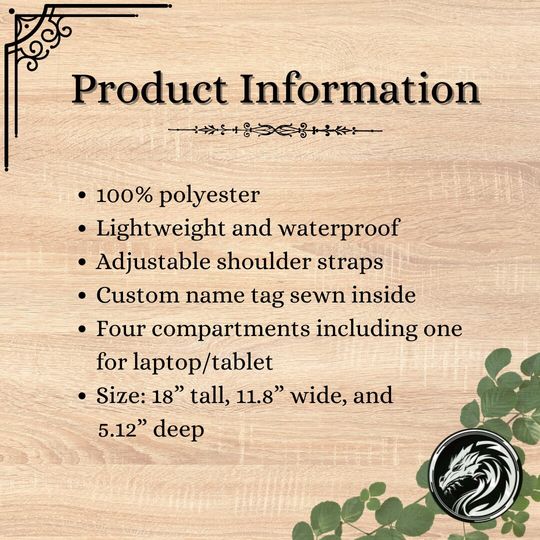 Backpack Pink Dragon Bookbag, Dungeons and Dragons Backpack, DnD Back to School Bag, Dragon Design Backpack