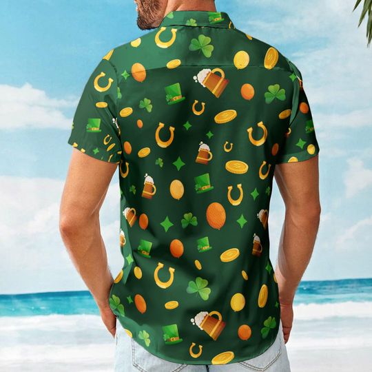 Custom Face Funny Happy St Patrick's Day, Custom Photo Hawaiian Shirts, Perfect Gift For Beer Lover, Funny Face Shamrock Shirt, Gift for Him