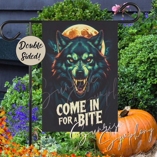 Werewolf humor halloween Garden Flag