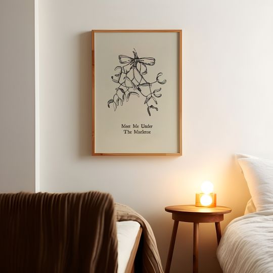 Vintage Christmas Art Print Retro Holiday Decor Funny Mistletoe Poster Festive Wall Art Christmas Quote Print Digital Download 1 Print