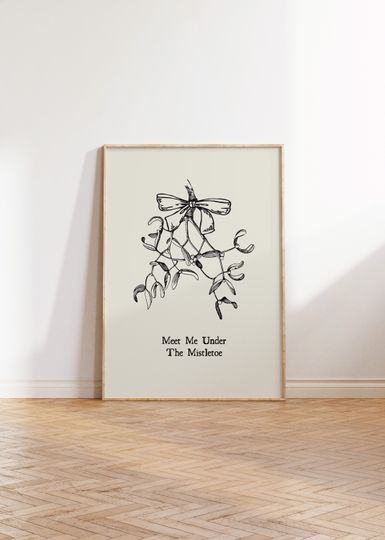 Vintage Christmas Art Print Retro Holiday Decor Funny Mistletoe Poster Festive Wall Art Christmas Quote Print Digital Download 1 Print