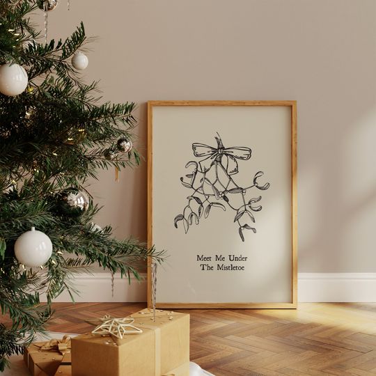 Vintage Christmas Art Print Retro Holiday Decor Funny Mistletoe Poster Festive Wall Art Christmas Quote Print Digital Download 1 Print