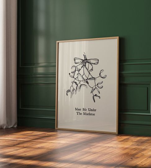 Vintage Christmas Art Print Retro Holiday Decor Funny Mistletoe Poster Festive Wall Art Christmas Quote Print Digital Download 1 Print