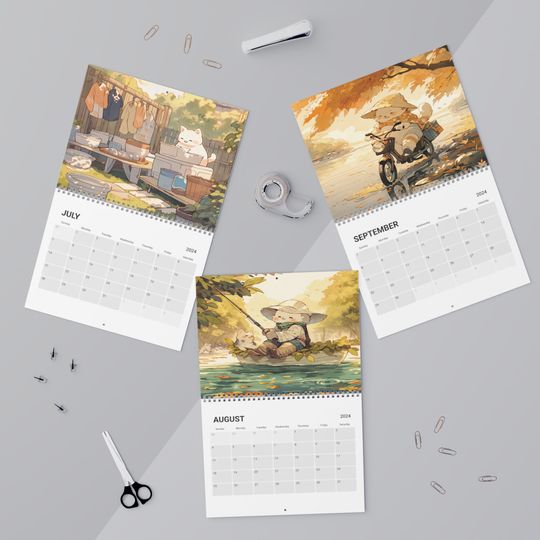 Kawaii Anime Cats 2024 Calendar, Anime Decor