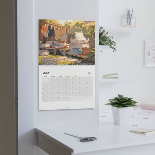 Kawaii Anime Cats 2024 Calendar, Anime Decor