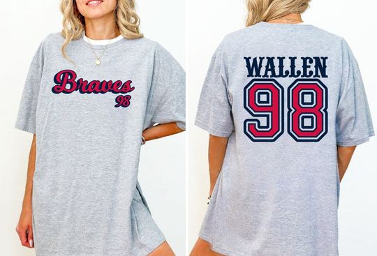 Wallen Western Retro Concert T Shirt, 98 Braves Wallen Western Concert Tour 2024 Double Sided T-Shirt
