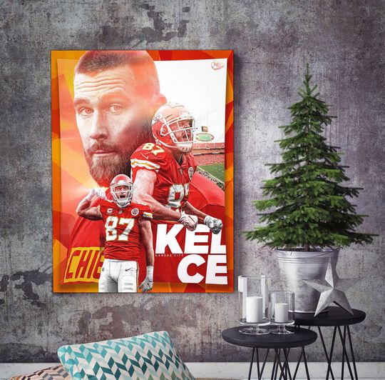 Travis Kelce Poster, K.ansas City Chiefs Poster, K.ansas City Football 87 Kelce Poster