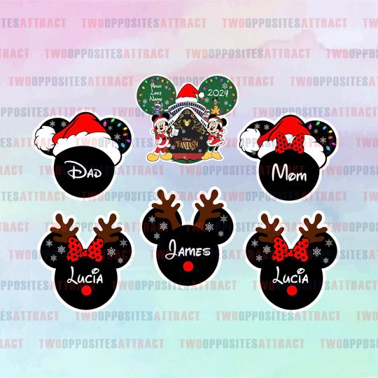 Personalized BUNDLE Christmas Cruise Door Magnet: Santa Mickey, Sailing Gift