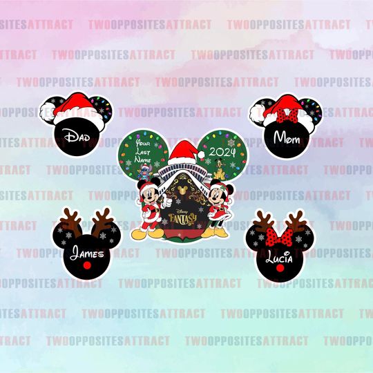 Personalized BUNDLE Christmas Cruise Door Magnet: Santa Mickey, Sailing Gift
