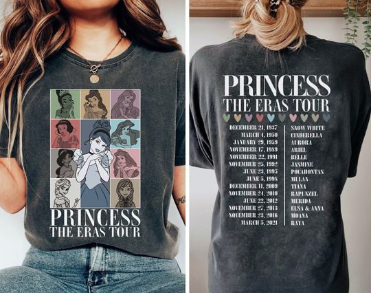 2-Side Princess Eras Tour  Shirt, Disney Princess