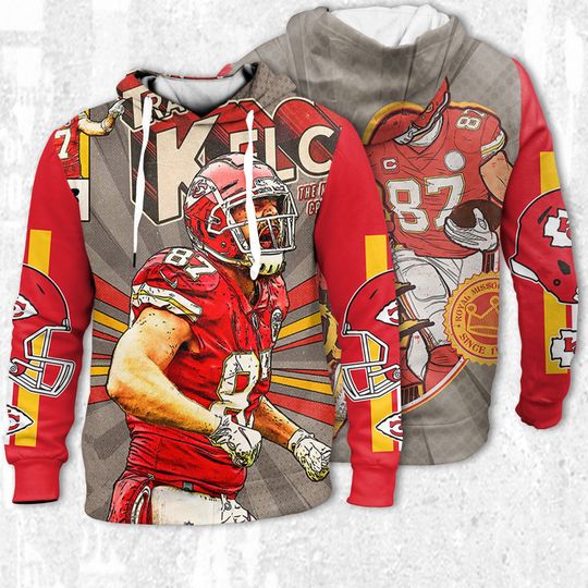 Travis Kelce KC Match 3D Hoodie, Vintage 90s #87 Tight End Hoodie