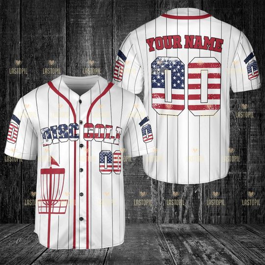 Personalized America Disc Golf Baseball Jersey, Comfortable Short Sleeve Sports Baseball Jersey for Men, Women, Kids - Trending Street Fashion