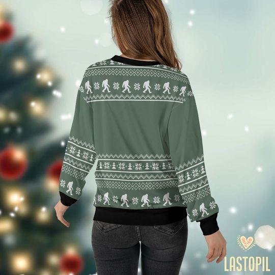 Bigfoot Christmas Ugly Sweater, Sasquatch Camping Sweatshirt