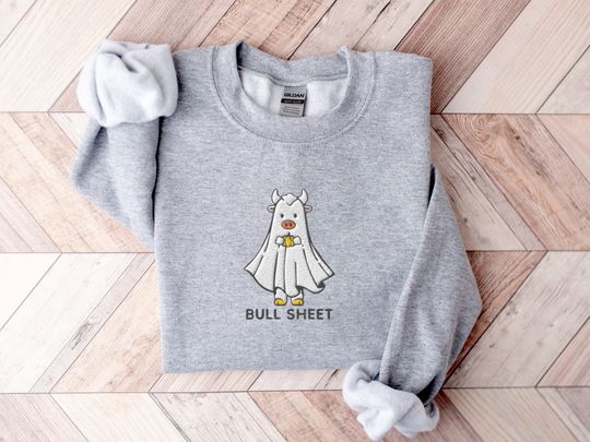 Funny Halloween Sweatshirt, Embroidered Spooky Season Sweatshirt