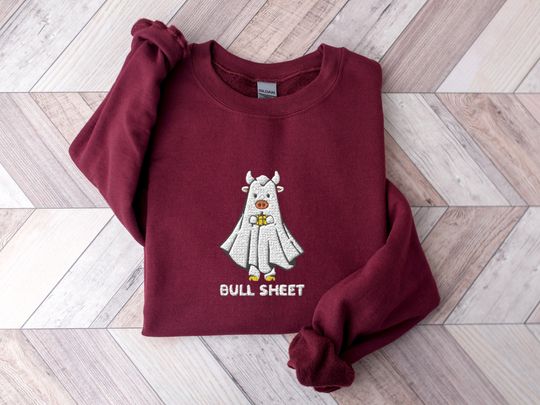 Funny Halloween Sweatshirt, Embroidered Spooky Season Sweatshirt