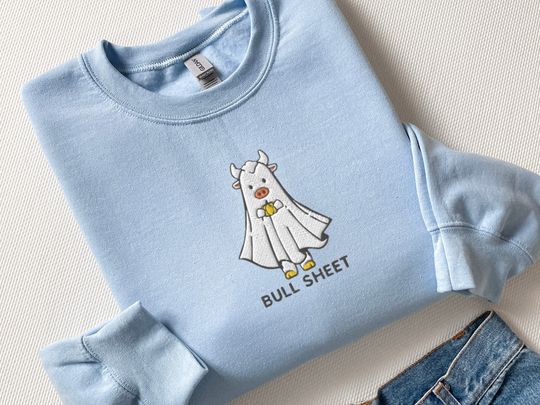 Funny Halloween Sweatshirt, Embroidered Spooky Season Sweatshirt