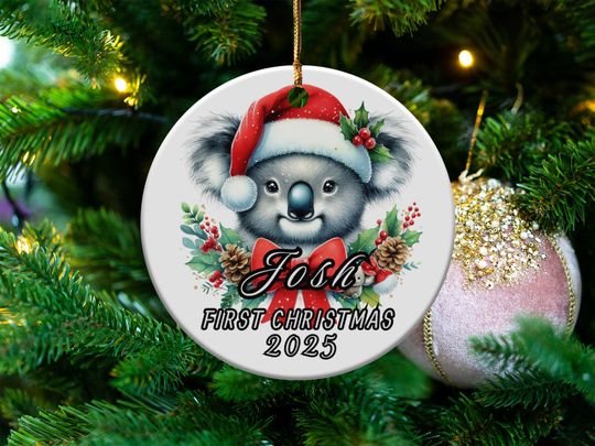 Personalized Baby's First Christmas Ornament 2025 Custom Name Koala Bear Holiday Decoration Newborn Keepsake Gift