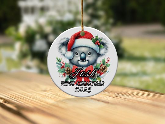 Personalized Baby's First Christmas Ornament 2025 Custom Name Koala Bear Holiday Decoration Newborn Keepsake Gift