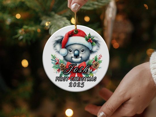Personalized Baby's First Christmas Ornament 2025 Custom Name Koala Bear Holiday Decoration Newborn Keepsake Gift