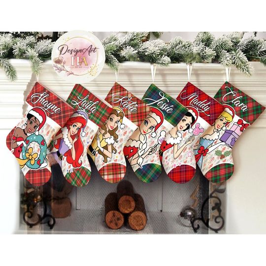 Personalized Multi-character Disney Princess Christmas Stockings