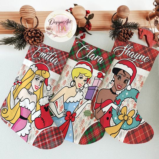 Personalized Multi-character Disney Princess Christmas Stockings