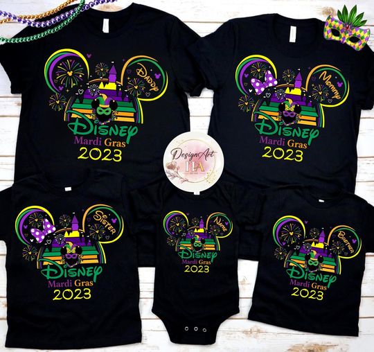 Disney Mardi Gras 2023 shirt, Personalized Disney Gras Family shirts