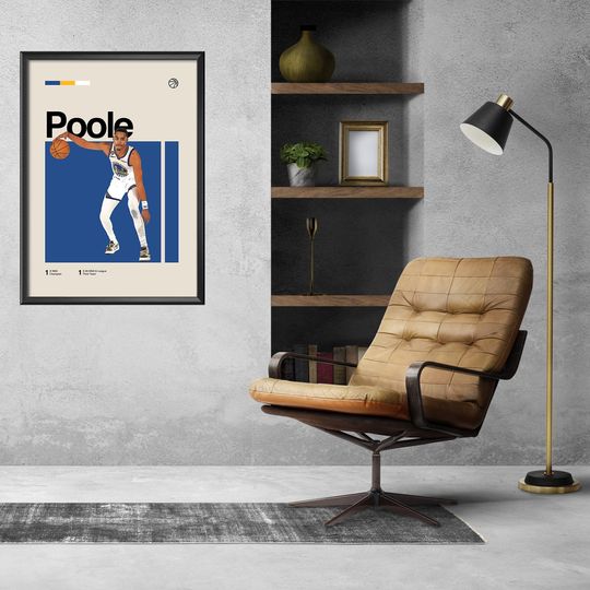 Jordan Poole Poster - Minimalist Mid century Modern Basketball Wall Art Print for Fans