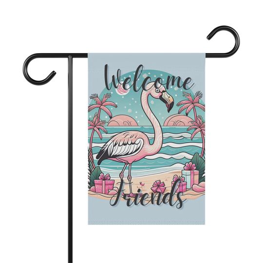 Tropical Flamingo Welcome Friends Garden Flag