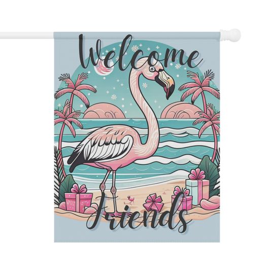 Tropical Flamingo Welcome Friends Garden Flag