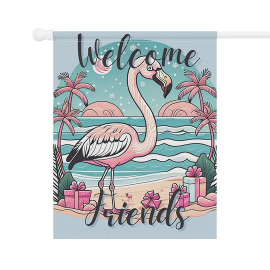 Tropical Flamingo Welcome Friends Garden Flag