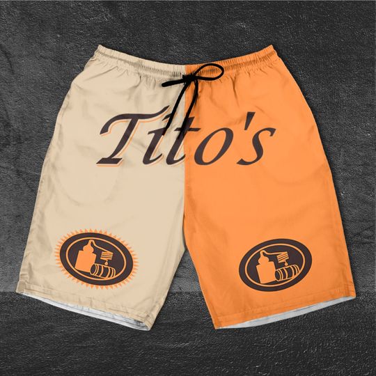 Tito Handmade 2 Color Horizontal Text Shorts, Beer basic men Hawaiian shorts