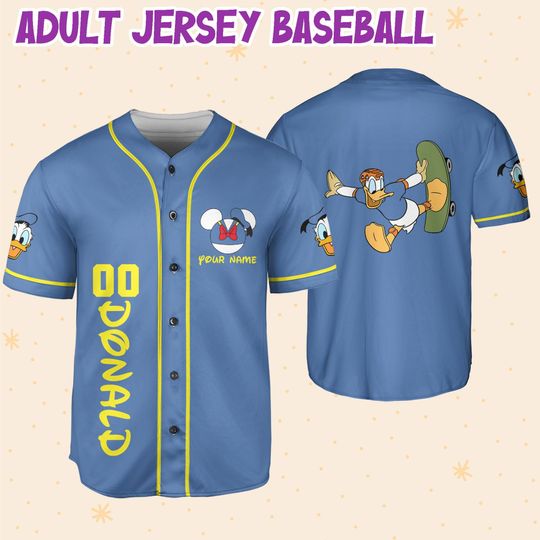 Personalize Donald Skateboard Funny Baseball Jersey For Fans Disney