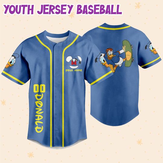 Personalize Donald Skateboard Funny Baseball Jersey For Fans Disney