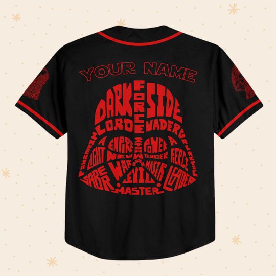Personalize Star Wars Typo Darth Vader Red Style, Custom Disney Jersey