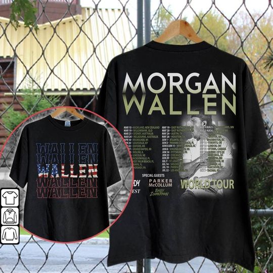 Cute Wallen Shirt American Flag Retro Wallen Western Double Sided Shirt