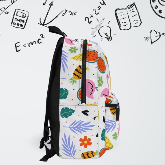 Personalized Flamingo Backpack / Tropical Fruit Book Bag Custom Name / Personalized Kids Backpack and Lunch Box / Colorful Book Bag For Kids