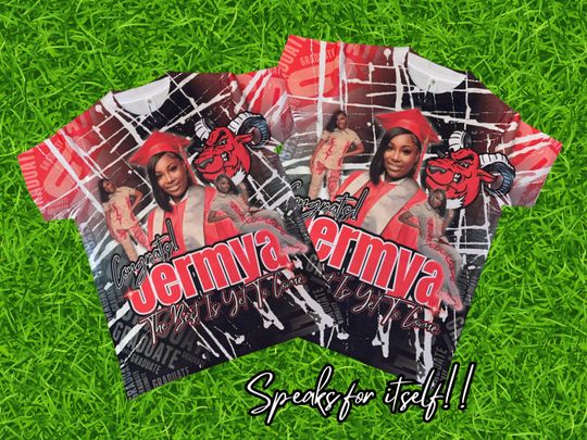 Personalized 3D Tee Shirt, Canva, All Over Sublimation T-shirt, Graduate Gift, Senior, Graduation