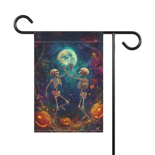 Skeleton Flag, Whimsical halloween decor, Dancing skeletons, fun fall flag
