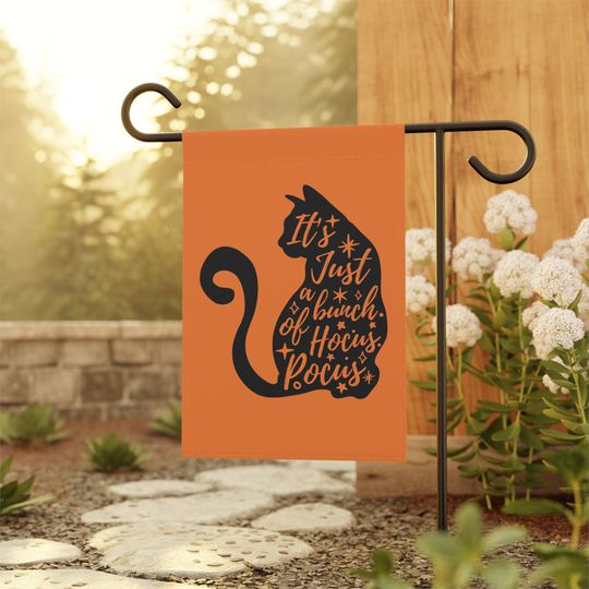 Black Cat Halloween Garden Flag, Garden House Flag, Halloween Fall Home Decor