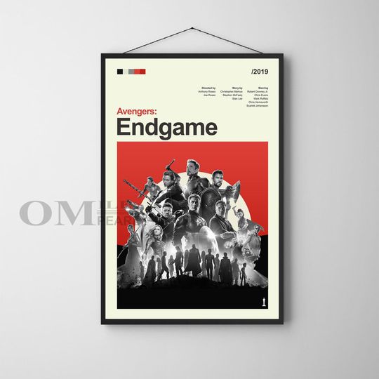 Mid Century Modern Avengers: Endgame Movie Poster, Retro Movie Print, Modern Vintage Movie Posters