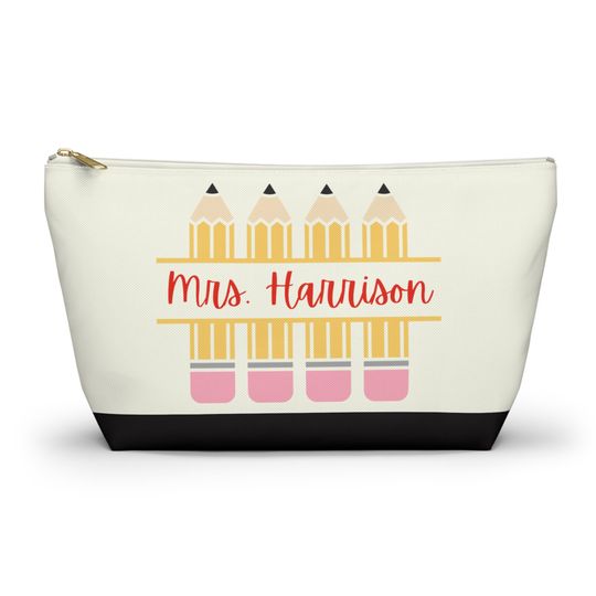 Custom Makeup Bag for Teacher, Personalized Teacher Cosmetic Bag, Teacher Gifts, Zipper Pencil Pouch, Teacher Gift, Pencil Case for Teachers