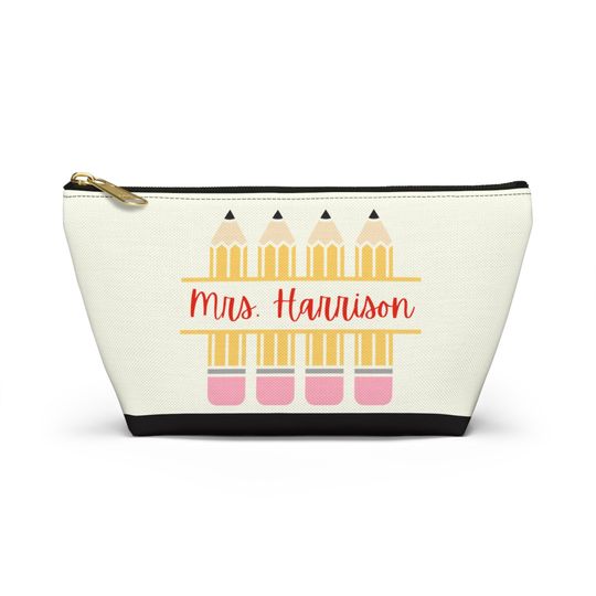 Custom Makeup Bag for Teacher, Personalized Teacher Cosmetic Bag, Teacher Gifts, Zipper Pencil Pouch, Teacher Gift, Pencil Case for Teachers