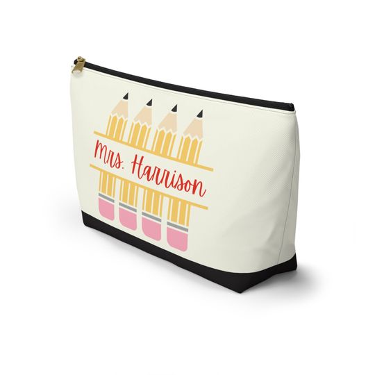 Custom Makeup Bag for Teacher, Personalized Teacher Cosmetic Bag, Teacher Gifts, Zipper Pencil Pouch, Teacher Gift, Pencil Case for Teachers
