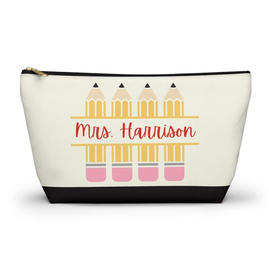 Custom Makeup Bag for Teacher, Personalized Teacher Cosmetic Bag, Teacher Gifts, Zipper Pencil Pouch, Teacher Gift, Pencil Case for Teachers